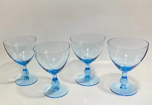Raras copas de agua Regina azules de Morgantown c1960’s MCM cristalería - Imagen 1 de 8