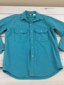 Vintage Cabela's Langarm schweres Baumwoll Button Down Hemd türkis blau Herren L - Bild 1 von 12