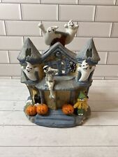 Vintage PartyLite Halloween Haunted House Tealight Holder Ghosts Scarecrow