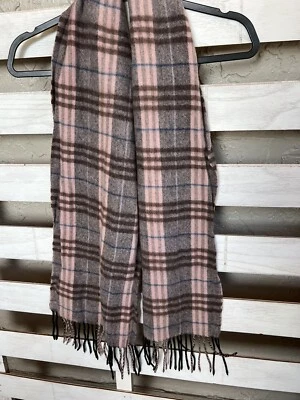 Enzo Mantovani Bufanda Multifuncional Calentador de Cuello Lana Cachemira Cuadros Rosa Gris. Foto 1 de 4