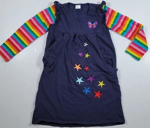 Girls Dress Size 11/12 Stars Butterfly Embroidered Long Sleeve - Picture 1 of 5