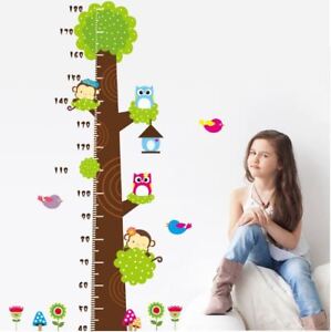 US STOCK Removable Wall Sticker Kid Height Chart Measure Owl Tree Children Room