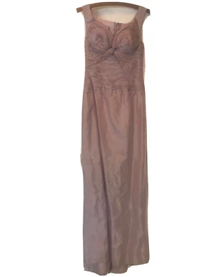 Teri Jon Cross Front Ruched Taffeta Gown in Lilac size 2 - Image 1 of 4