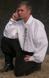 Pirate/Renaissance Men's Shirts with stand up collar and ties - Picture 1 of 12