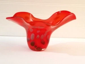 Ritt Hand Blown Art Glass Vase Orange with Metallic Dots Signed 2003 - Picture 1 of 15
