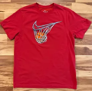 Nike The Nike Tee Dri-Fit Red Net Basketball Hoop T Shirts Large Swoosh NBA - Picture 1 of 5