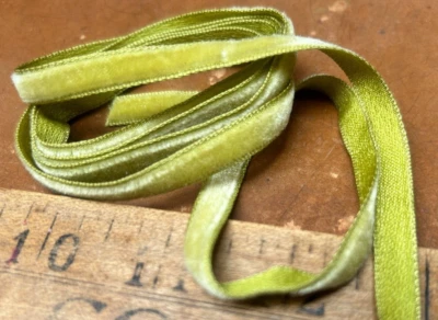 vintage velvet ribbon rayon 1/4" mustard 1yd made in France - Image 1 of 3