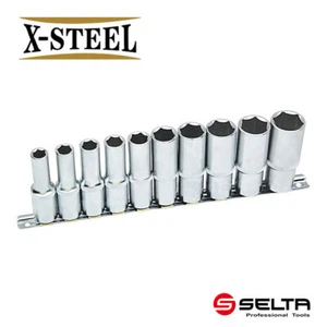 Selta Taiwan 10pc 3/8" Dr 6pt Deep Socket Set: 8-10-12-13-14-15-16-17-18-19mm - Picture 1 of 3