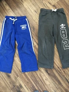 Old Navy Boy Size Medium (8) Drawstring Fleece Sweatpants - Gray Blue Set Of 2 - Picture 1 of 4