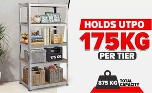 5 Tier Racking Heavy Duty Garage Shelving Storage Shelves Boltless Steel Unit - Picture 1 of 9