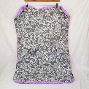 Carseat Canopy Belle Carseat Cover Purple Minky Grey Floral Fits All Car Seats - Picture 1 of 11