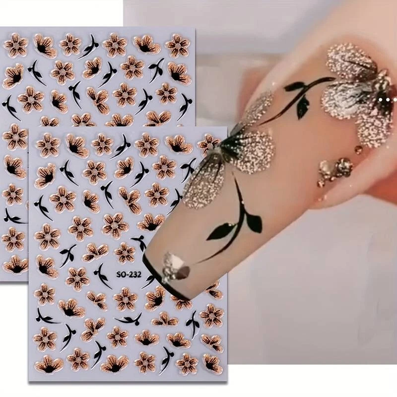 NAIL STICKERS FLOWERS TULIPS Nail Art Stickers Decals Autumn Winter Fall Flowers Floral Daisy Fern Leaf SO232
