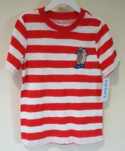 NWT Carter's Red/White Stripe Hot Dog Shirt Boy's Size 12 - Picture 1 of 2
