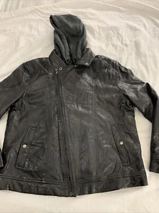 JARED LANG Outerwear Size XXL Hooded Leather Jacket Mens - Picture 1 of 9