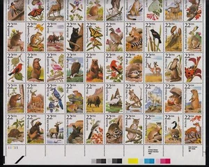 1987 NORTH AMERICAN WILDLIFE 22c Sc 2335a MNH sheet of 50 different -Typical - Picture 1 of 1