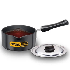 Futura Hard Anodised 1.5 Litre Saucepans With Stainless Steel Lid, Black (AS15S) - Picture 1 of 6