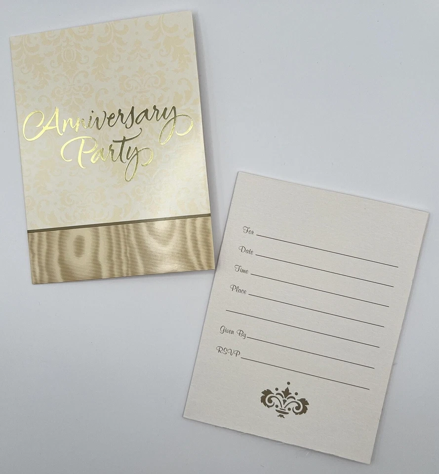 Gold Splendor Anniversary Party 50th Wedding Shower Invitations w/Envelopes - Image 1 of 1