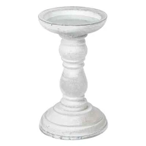Wooden Candle Holder Set Of 2 White Washed Country Style Wedding Decor New - Picture 1 of 3