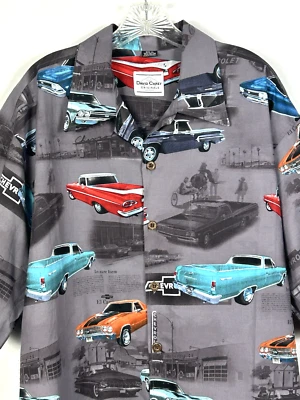 David Carey Originals Hawaiian Shirt Me’s  XL Chevy Cars Muscle Button Up 1960 - Image 1 of 4
