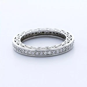 Alianza de boda de eternidad vintage de oro de 14 quilates de 0,80 quilates con diamantes cultivados en laboratorio D VVS1 - Imagen 1 de 11