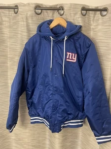 NWT NY GIANTS VARSITY HOODED BOMBER JACKET XL SNAPS NFL ULTRA GAME TEAM APPAREL - Picture 1 of 5