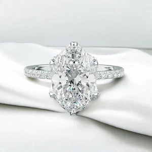 Engagement Ring 950 Platinum 0.50 Ct Semi Mount Oval Cut Setting Diamond - Picture 1 of 8