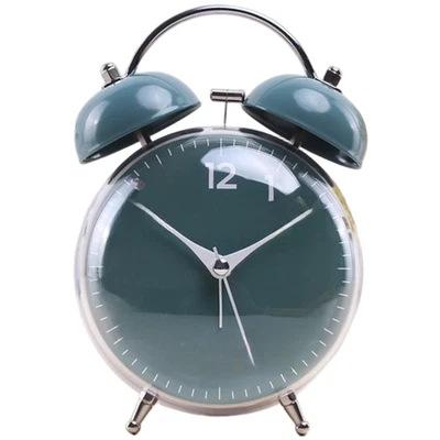 Reloj despertador con forma de tambor campana fuerte con luz nocturna con barrido silencioso para estudiantes Foto 1 de 4