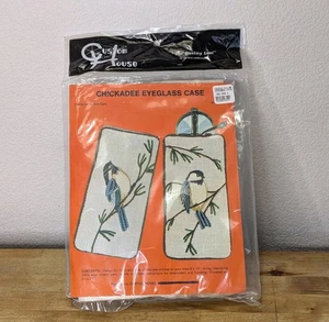 Vtg Custom House Chickadee Eyeglass Case Wool Crewel NEW Embroidery Kit - Picture 1 of 2