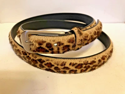 Cinturón De Colección Imitación Poni Cuero Marrón Estampado Leopardo Ajustado 3/4" XL/38-40" NUEVO Foto 1 de 3