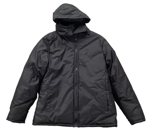 KC Collections Jacket Mens Large Black Hooded Puffer Coat Polyester Quilted Warm - Picture 1 of 12