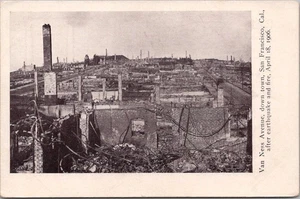 1906 SAN FRANCISCO ERDBEBEN Kalifornien Postkarte "Van Ness Avenue, Down Town" - Bild 1 von 2