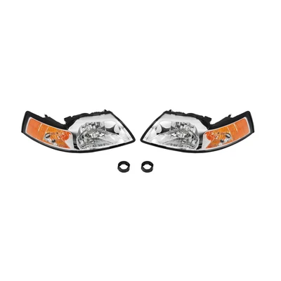 Fit For Ford Mustang 1999-2004 pair chrome housing amber corner headlight Foto 1 de 4