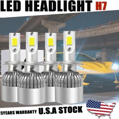 Kit de 4 bombillas combinadas de faros LED H7 haz alto + bajo 6500K súper blanco brillante Foto 1 de 4