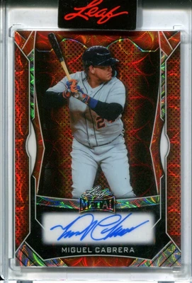 Mira telescópica roja Miguel Cabrera 2025 hoja metálica autógrafo 4/6 cubierta Foto 1 de 2
