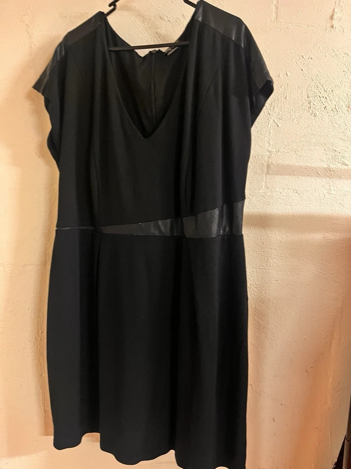 City Chic Dress  XL Black With Vegan Leather Accents And Slimming Stretch Work - image 1 of 4