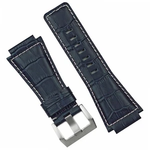B & R Bands Navy Gator Leather Watch Band Bell & Ross  BR01 BR03 - Picture 1 of 1
