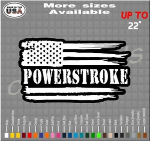 Powerstroke American Flag Vinyl Decal Sticker | Powerstroke Truck Decals  - Picture 1 of 1
