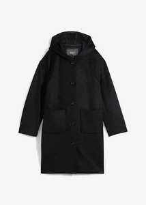 Neu Kurzmantel in Wolloptik mit Kapuze Gr. 42 Schwarz Damen Mantel Jacke - Bild 1 von 1