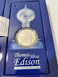 2004 Thomas Alva Edison 1 $ Silber Gedenkmünze US Mint 90% Silber mit Etui - Bild 1 von 10