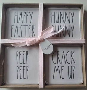 Rae Dunn by Magenta Coasters Happy Easter HUNNY BUNNY CRACK ME Up PEEP PEEP - Picture 1 of 6