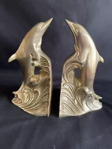 Massive Messing Delfin Buchstützen jeweils 7” Höhe x 5” Breite x 4” Tiefe - Bild 1 von 8
