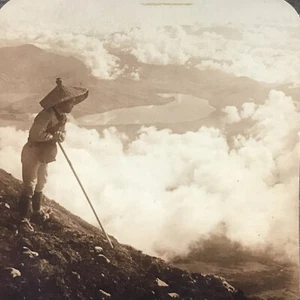 Zwei Meilen über den Wolken Fugiyama Japan Vintage Stereographie Stereoview Karte - Bild 1 von 6