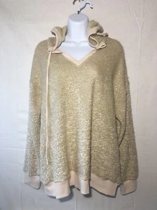 NEW Boutique Easel Long Sleeve Textured Hooded Sweater Oatmeal Women Small - Picture 1 of 7