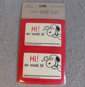 Peanuts Charlie Brown Snoopy Hi! My Name Is Label Tags Punze Vintage Schulz - Bild 1 von 4