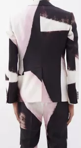 Alexander McQueen NEAT SHLOR SB JKTDOUBLE DIAMONS PRINT VI 633PINK/WHITE/BLACK - Picture 1 of 13