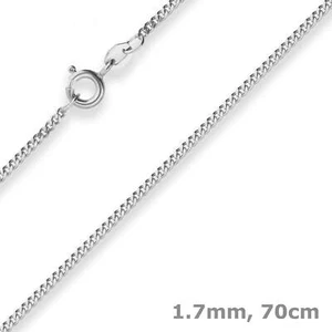 1,7mm Collana Maglia Grumetta Argento Collier IN 925 70cm - Foto 1 di 3