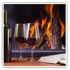 2 x Square Stickers 10 cm - Red Wine Log Fire Interior Design Cool Gift #16282
