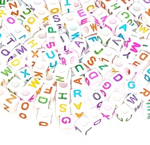 100pcs 6mm white cube colourful single & mixed letters acrylic alphabet beads - Picture 1 of 31