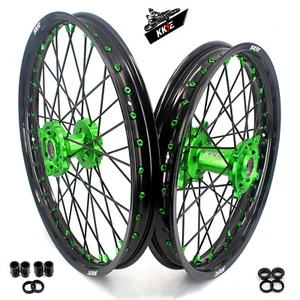 Llantas KKE 21/19"" aptas para llantas KAWASAKI KX250F KX450F 2006-2021 pezón buje verde llantas MX - Imagen 1 de 13