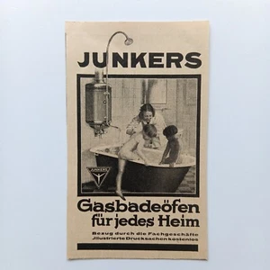 1929 Junkers Gasbadöfen Gas Heißwasser Werbeanzeige Werbung Reklame Print Ad - Picture 1 of 1